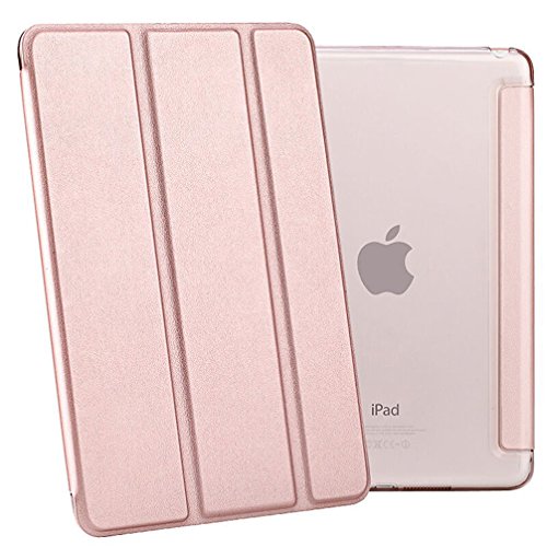 iPad Air 2 Hülle, Toeoe iPad 6th Auto Aufwachen / Schlaf Funktion Schutzhülle mit Lichtdurchlässig Rückseite Abdeckung und Eingebautem Magnet für iPad Air 2 (Roségold)