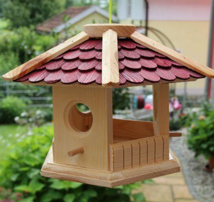 Vogelhaus Vogelhäuser-(V73 rot)-Vogelfutterhaus Vogelhäuschen-aus Holz Schreinerarbeit