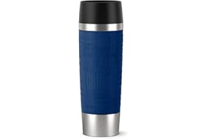 Emsa Travel Mug Classic Grande Thermobecher, 500 ml, Isolierbecher hält 6h heiß, 12h kalt, auslaufsicher, Quick-Press-Verschluss, 360 Grad-Trinköffnung, Kaffeebecher to go, Blau, 515618