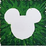 grüne Wachsmalstife auf Leinwand: Micky Maus