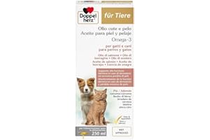 Doppelherz Aceite para Piel Y Pelaje para Perros Y Gatos, Mantenimiento De La Función Dérmica En Caso De Dermatosis Y Pérdida Excesiva De Pelo, Omega-3, Omega-6, biotina, Zinc, vitaminas E+A, 250 Ml