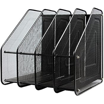 LIKEUDO Porte-Revue Bureau Métal Argenté 3 Compartiments – Organisateur Élégant Pour Magazines Et Documents