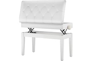 ‎MAMIZO MAMIZO Klavierhocker Höhenverstellbar 72x33x48-58CM, Pianobank mit Stauraum, Klavierbank mit PU Lederkissen, Keyboardbank Klavierstuhl Piano Bench bis 200KG Belastbar, mit 4 PCS Beinen, Weiß