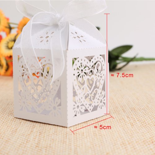 *Versand aus Deutschland* 25 x ivory weiß Hochzeit Gastgeschenk Bonboniere Kartonage Schachtel Geschenkbox - 7