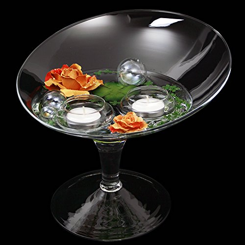 Glaskönig Teelichthalter aus Glas,Schwimm-Einsatz für Teelichter, 3er Set Teelichtschwimmer aus Glas Maße Durchmesser 7cm. Schwimmglas als Schwimmkerzenersatz - 4