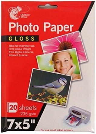 7 x 5" Gloss Printer Photo Paper 20 Sheets 235gsm for Inkjet Printers