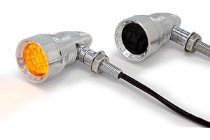 Alchemy Parts Motorcycle LED Indicators Turn Signals | Front or Rear Use | Polished Ribbed Cone Look | Compatible with various Harley Davidson 883, 1200, 1340, 1450 Models | Choppers | Custom Bikes