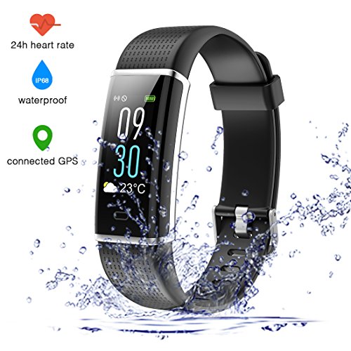 EUMI Écran Coloré Montre Connectée Smartwatch Podomètre Tracker d'Activité Bracelet Sport, Etanche IP68 Montre GPS Connectée pour Femme Homme Enfant