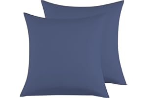 POLIGINO Zestaw 2 poszewek na poduszkę 65 x 65 cm, 100% mikrofibra - ciemnoniebieskie