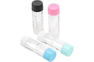 HEALLILY Mini Colorful Contact Lens Cases：4PCS Travel RGP Hard Case Protective Box Cosmetic Container Holder Lens Solution(Black Green Blue and Pink)