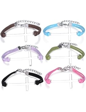 Yumilok Kreuz Charm-Armband Freundschaft Armbänder Handgemacht Geflochten Leder Legierung Verstellbar Armkettchen...