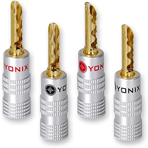 4x Yonix high end, banana plugs, angled gold plated, BSY 345.