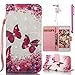 Produktbild 3D Bling Samsung Galaxy S6 SM-G920F hülle, Blumen Ledertasche für Samsung Galaxy S6 SM-G920F (5,1 Zoll) Schutzhülle Bookstyle Flip Handyhülle mit Rhinestone Schmetterling muster Diamant Handytasche Multifunktion PU leder Hülle Portemonnaie mit Kartenfächer Kartenetui und Standfunktion Stoßdämpfende Magnetverschluß Geldbeutel Wallet Brieftasche Tasche Leichte Zurück Anti-scratch Bumper Case Weichem Back Cover Dauerhaft Kratzfest 1x Staub Stecker 1x Stylus Stift Rot