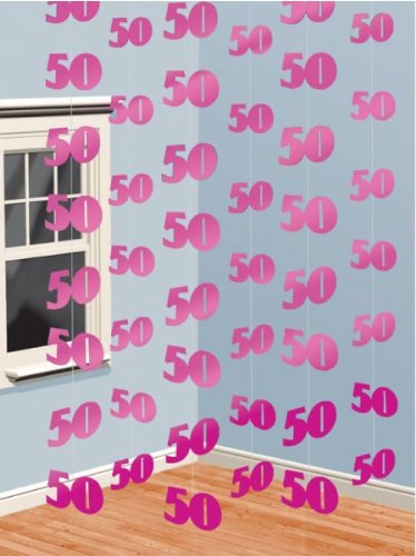 PINK 6er SET Hänge Dekoration 50.Geburtstag Girlanden - 2