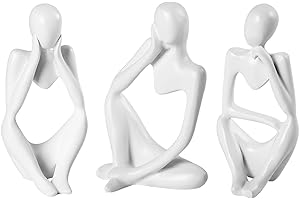 Irayin Estatua de Pensador Abstracta, Figuras Decorativas Modernas Salon, Decoración de Figura Dorada, estatuas Decorativas para Salón, Escritorio, Oficina - Blanco