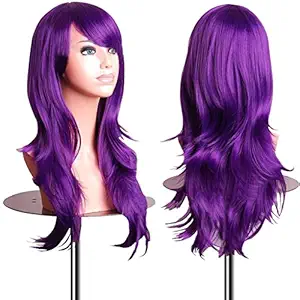 EmaxDesign Wigs 28 Inch Cosplay Wig For Women With Wig Cap and Comb(Dark Purple)
