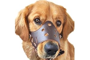 SEVICAT Ajustable Anti Morsure/Aboiement Muselières pour Chiens, Cuir, Noir et Brun, S/M/L/XL 4 Tailles Pour Grands et Petits Chiens (Marron, L)