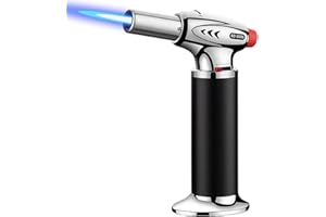 XWFEU Enlarge Tank Blow Torch, Refillable Blow Torch Lighter Butane Torch with Safety Lock Adjustable Flame for Cooking, BBQ, Baking, Brulee, Creme, DIY Soldering(Butane Not Included)