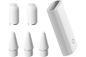 Eiaigky Apple Pencil 3 Pointes de Remplacement, 2 Capuchons Magnétiques, 1 Adaptateur de Charge, iPencil Accessoires Magnétiques, Nibs de Rechange Ensemble pour Apple Pencil 1 Génération, Ivoire