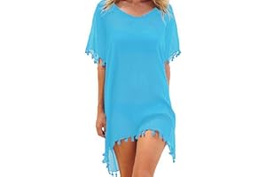 Voqeen Damska sukienka plażowa z frędzlami, letnia sukienka bikini, letnia moda kąpielowa, tunika, letnie ponczo plażowe