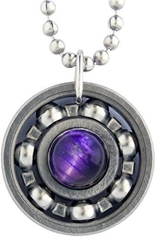 Purple Tiger's Eye Roller Derby Skate Bearing Pendant Necklace (18" or 24" Chain)
