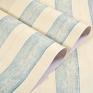 Wolpin Wall Stickers Wallpaper (45 x 500 cm), Wood Grain Decal, Plank Nautical Home Office, Design, Furniture, Door, Wardrobe, Cabinet, Kids Room, Play School Decoration, Blue Plank