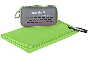 4Monster Microfibre Travel Towel - Quick Dry, Lightweight, Ultra Soft, Super Absorbent Compact Camping Towel for Sports, Gym, Beach, Camping, Yoga, Swimming, Hiking