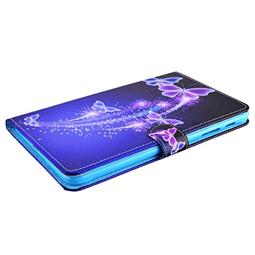HB-Int 3 in 1 Standfunktion Hülle für Samsung Galaxy Tab E T375 / T377 8.0″ Flip PU Leder Schutzhülle Lila Schmetterling Wallet Case Brieftasche Kartenfächer Ledertasche Magnetverschluss Schale Beschützer Haut Lederhülle Book Style Holder Etui Protective Cover Dünn Slim Cover Schwarz Bumper Zubehör mit Stylus Pen + Staub Steckere - 4