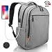 Produktbild Laptop Rucksack Herren Damen Grau - RFID Schutz Anti Theft Backpack - SWISS Design Rucksack wasserdicht Regenschutz - USB Rucksack für Business Schule Freizeit 15 zoll