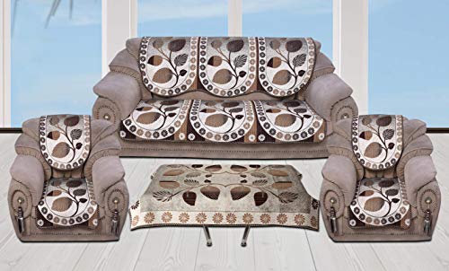 Sofa Cover by Decorista | Sofa Cover with Table Cover Set | Sofa Covers Set of 3+1+1 with Table Cover | Living Room Table Cover and Sofa Covers | Sofa Cover with Centre Table Cover