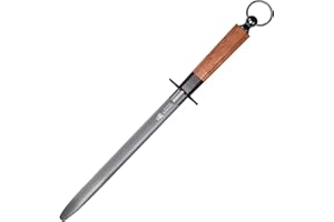 MITSUMOTO SAKARI 40 cm Acciaino professionale, acciaino piatto in diamante nero ad alto tenore di carbonio, con manico in legno resistente agli acidi e raffinata confezione