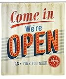 Wenko 21585100 Anti-Schimmel Duschvorhang Vintage Open - waschbar, 100% Polyester, Mehrfarbig