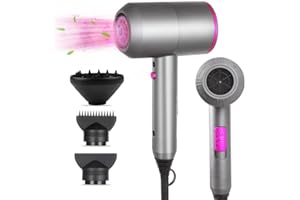 CUBTEM Sèche-Cheveux Professionnel Ionique Seche Cheveux Voyage 2000W, Séchoir Cheveux et accessoires con 1 Diffuseur 2 Buses, Hair Dryer 3 températures/ 2 vitesses pour la Famille et Les Salons de Coiffure