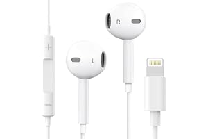 lghing iPhone Lightning Earphones Wired with Mic, Volume Control & Powerful Stereo Sound, MFi Certified Connector Headphones Compatible with iPhone 14/13/12/11/XR/XS/X/8/7/SE