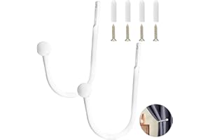 Littlegaofeithing 2 Stück U-Form Raffbügel Vorhänge Holdbacks, Metall Vorhang Raffhalter, Raffhalter Wandbefestigung U-Form Raffbügel, für Schlafzimmer Esszimmer Bäder Küchen Büros(weiß)