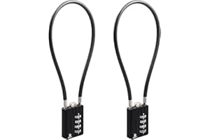 RESET-204 candado de cable flexible de 30 cm con combinación de 4 dígitos, candado largo para cubo de basura, taquilla, equipaje, maleta, casco y armero, diámetro 5 mm, negro, 2 unidad