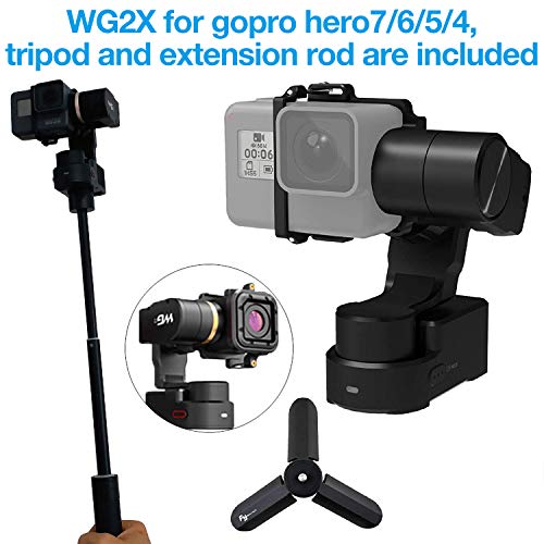 Feiyu WG2X 3-Axis Wearable Waterproof Gimbal for GoPro Hero 7 Hero 6 Hero 5/GoPro Hero4/Session AEE SJCam and Other Similar-Sized Action Cameras with Extension Rod,Tripod and Box