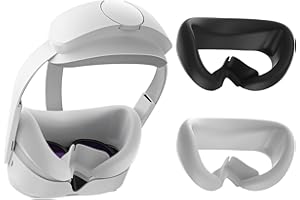 ZYBER Masque en Silicone Compatible avec Les Accessoires pour Casque Oculus Quest 2 Masque VR Lavable 2pcs pour Casque Meta Quest 2 (Blanc et Noir)