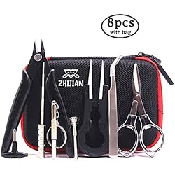 DIY Kit 8 Piezas Kit de Cigarrillo Electrónico Atomizador,pinzas de cerámica, conjunto de bobina, cortador de alambre, Pinzas Antiestáticas