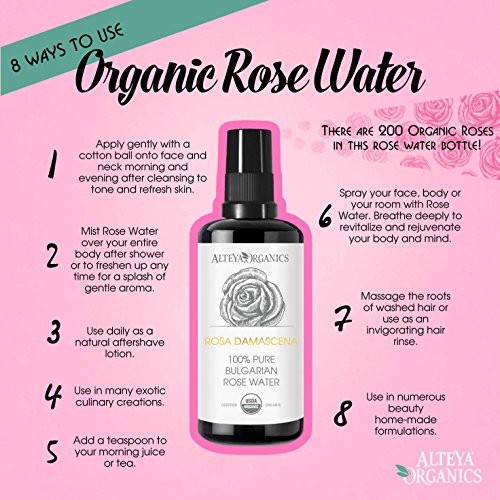 Alteya Biorosenwasser 500ml – 100% USDA Organic-zertifiziert GROSSE PACKUNG Authentisch Rein Bio Natürlich – Blumenwasser aus Damaszener Rosen, gewonnen durch Wasserdampfdestillation aus frischen handgepflückten Rosenblütenblättern, direkt vom Rosenanbauer und Destillateur Alteya Organics aus dem Herzen des Rosentals in Bulgarien - 4