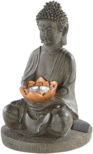Lunartec Solar-LED Deko Lampe Buddha für Garten & Terrasse, 28 cm - 3
