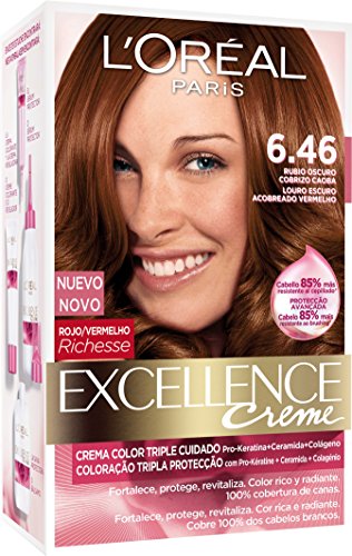 L'Oréal Paris Excellence Crème Triple Protección Coloración, Tono: 6,46-200 g