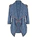 Produktbild Kavitoz Damen Lightweight Asymmetrisch Offene Mantel Strickjacke Cardigan Strickmantel mit Tasche (L, Blau)