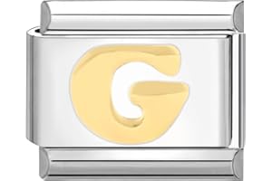 papasgix Italian Charms Module Buchstaben A-Z für 9mm Italian Charm Bracelet Gold DIY Italian Style Charms für Damen Abnehmbar Italienisches Charm Armband Zubehör Junge Mädchen Geschenk