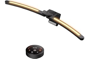 Quntis 66CM Lampe Ecran PC Incurvé avec Télécommande, Monitor Light Bar Ultrawide Pliable Lumière Ecran avec Rétro-Eclairage Blanc Chaud, 112+78 LED USB Lampe d'Ordinateur - Curved Plus