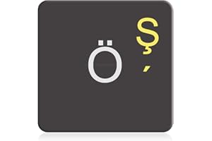 ‎KEYSTICKERS Keystickers® | Türkische Aufkleber für PC/Laptop & Notebook Tastaturen 14x14mm, transparent mit mattem Schutzlack, Farbe GELB | Klavye için Türk harfleri | Turkish Keyboard Stickers