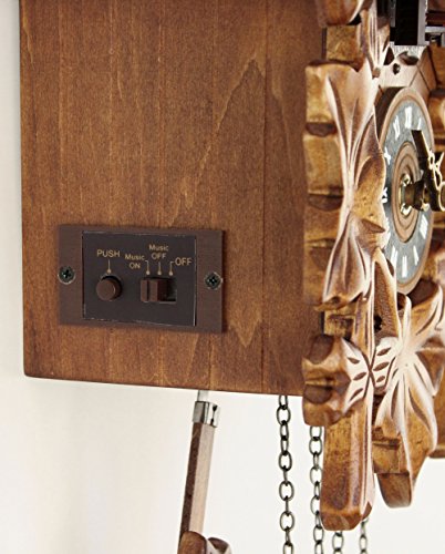Kuckucksuhr Kuckuckuhr Echtholz NEU batteriebetriebenes Quartzwerk Musik Kuckuckruf Eble -Fünflaub 22cm- - 3