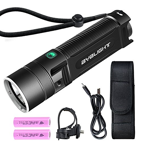 1000 Lumen BYBLIGHT F13 HOCHWERTIGE LED Taschenlampe, USB AUFLADBAR,IP65 Wasserdicht, Super Helle Cree XM-L2 LED, 4 Modi,“All in one Design”Taktische Taschenlampe, Fahrradlicht, Fahrradbeleuchtung, Handlampe USB-wiederaufladbar, Professionell für Outdoor, Haushalt, Camping, Mountainbike.(Inkl.2 X 18650 Batterien, Fahrrad-Halterung, Micro-USB-Kabel, Holster)