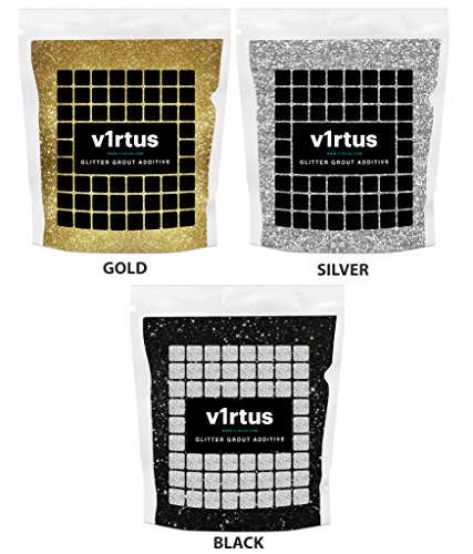v1rtus schwarz Glitzer Mörtel Tile Zusatzstoff 100 g für Feuchtraum Badezimmer Küche Sparkle Finish – einfach zu verwenden – hinzufügen/Mix mit Epoxidharz oder Zement basiert Mörtel – hitzebeständig – Farbe Schnell – nicht-Rost - 9