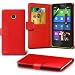 Produktbild Fonecase Red Nokia X Schutz Faux Credit / Debit Card Leder Book Style Tasche Skin Case Cover, Aus- und einfahrbarem Touchscreen Stylus Pen & LCD Screen Protector Guard